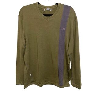 Icebreaker Sport 320 Mens Large Merino Wool Base Layer Shirt Outdoor Green Gray